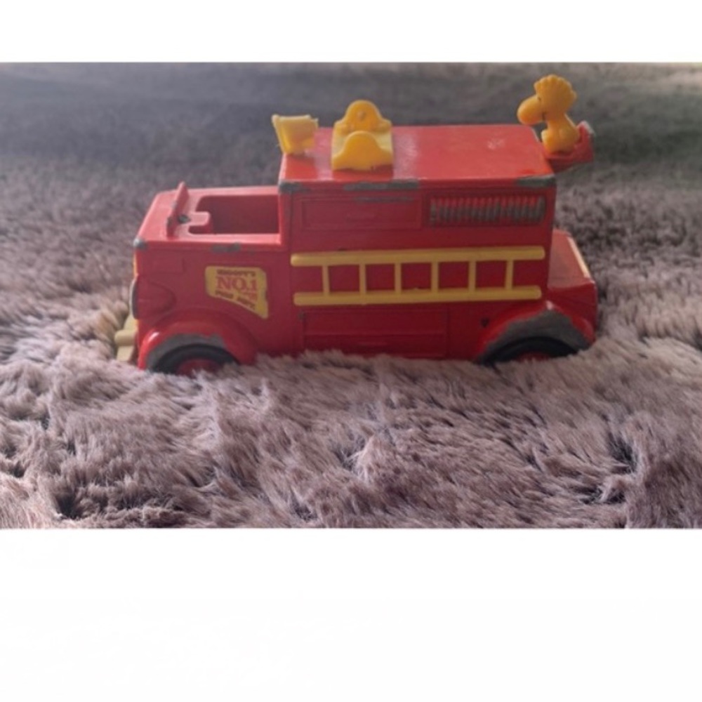 Aviva Toy Co. (Snoopy missing) And Woodstock No. 1 Fire Department Truck Toy